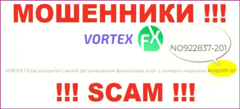 Эта лицензия предоставлена на официальном сайте мошенников Вортекс-ФХ Ком