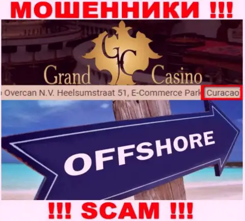 С компанией Grand Casino работать КРАЙНЕ РИСКОВАННО - скрываются в оффшоре на территории - Curacao