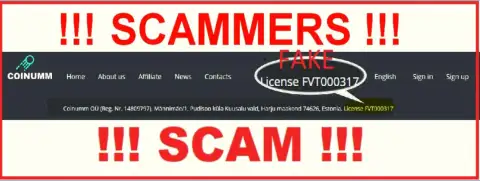 Coinumm Com scammers don't have a license - be careful