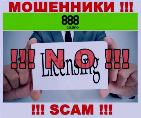 На сайте конторы 888Casino Com не предложена информация о ее лицензии, видимо ее НЕТ