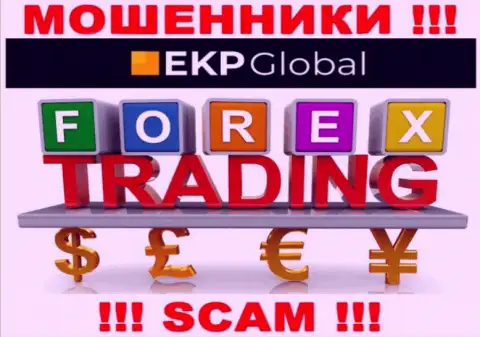 Род деятельности махинаторов EKP-Global Com - это Forex, но помните это разводилово !