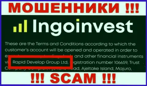 Юридическим лицом, владеющим ворами IngoInvest, является Rapid Develop Group Ltd