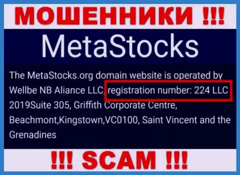 Регистрационный номер организации MetaStocks Org - 224 LLC 2019