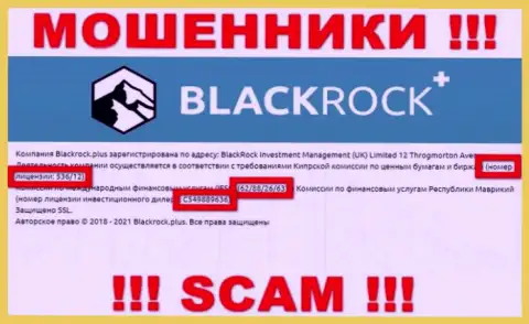 Black Rock Plus прячут свою мошенническую сущность, показывая на своем сайте лицензию
