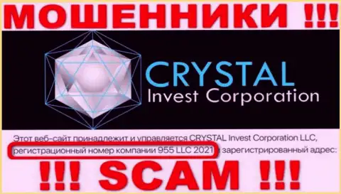Регистрационный номер компании Crystal Invest, скорее всего, что и фейковый - 955 LLC 2021