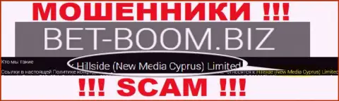 Юридическим лицом, управляющим мошенниками Bet-Boom Biz, является Хиллсиде (Нью Медиа Кипр) Лтд