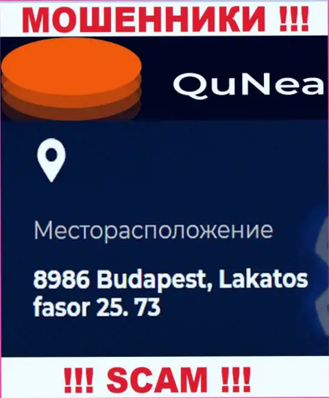 QuNea - это ненадежная компания, юридический адрес на сайте предоставляет фиктивный