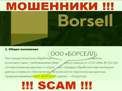 Ворюги Борселл принадлежат юр. лицу - ООО БОРСЕЛЛ