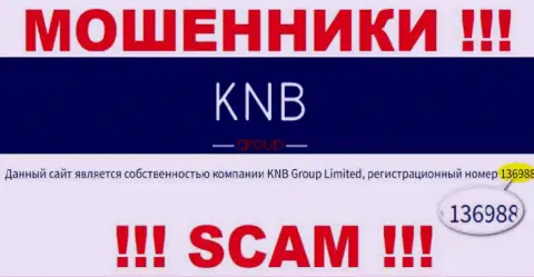 Номер регистрации компании, которая владеет KNBGroup - 136988