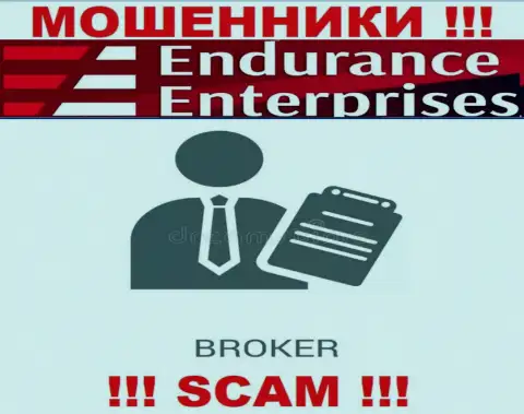 Endurance Enterprises не внушает доверия, Брокер это именно то, чем заняты указанные мошенники