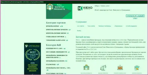 Обзорный материал о условиях для совершения торговых сделок Форекс брокерской организации Киехо Ком, представленный на сайте Директори ФинансМагнатес Ком
