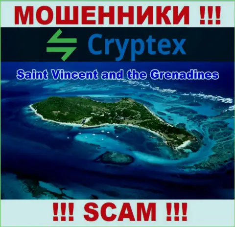 Из организации Криптекс Нет финансовые средства вывести невозможно, они имеют оффшорную регистрацию: Saint Vincent and Grenadines