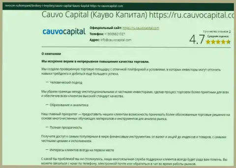 Обзорный материал об условиях совершения торговых сделок дилинговой организации Cauvo Capital на web-портале revocon ru