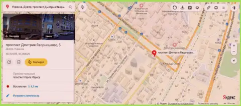 Проданный одним из работников 770Capital Com адрес месторасположения мошеннической Форекс брокерской компании на Yandex Maps