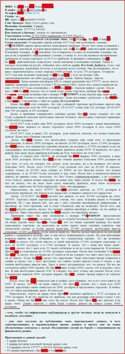 Гайнси - это МОШЕННИКИ !!! Облапошили очередного клиента на 513 тыс. российских рублей
