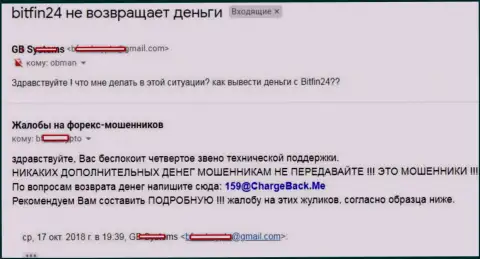 В БитФин24 Ком не перечисляют средства форекс трейдеру - МОШЕННИКИ !!!