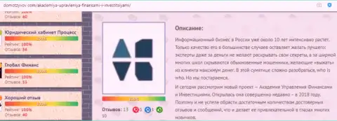 Обзорный материал о консультационной компании AcademyBusiness Ru на веб-сервисе домотзывов ру