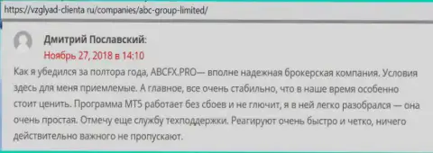 Информация о FOREX дилинговой организации ABC Group на сайте Vzglyad-Clienta Ru